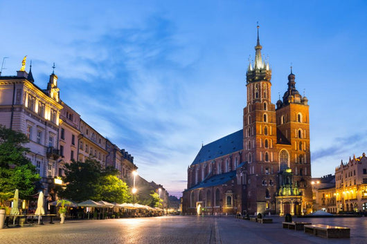 St. Mary's Church At Night In Krakow, Poland. Wall Decal