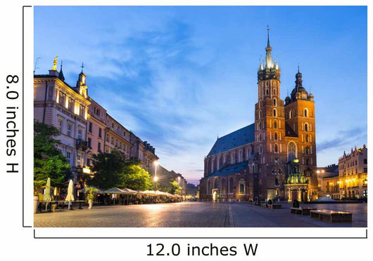 St. Mary's Church at night in Krakow, Poland. Wall Mural