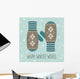 Vintage knitted mittens, Christmas card Wall Mural