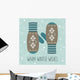 Vintage knitted mittens, Christmas card Wall Mural