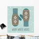 Vintage knitted mittens, Christmas card Wall Mural