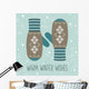 Vintage knitted mittens, Christmas card Wall Mural