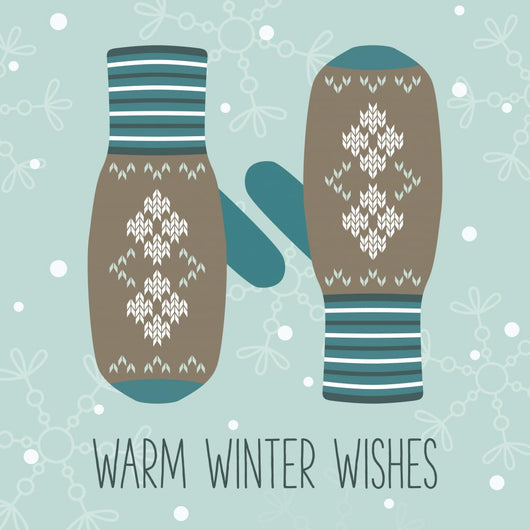 Vintage Knitted Mittens, Christmas Card Wall Decal