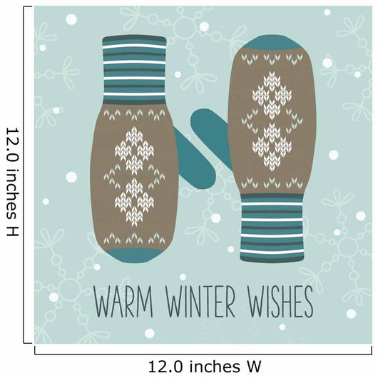 Vintage knitted mittens, Christmas card Wall Mural