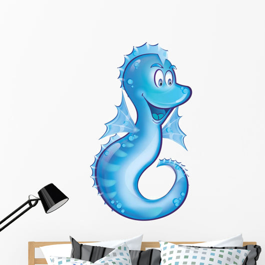 Cute Sea Horse Cartoon Wall Decal