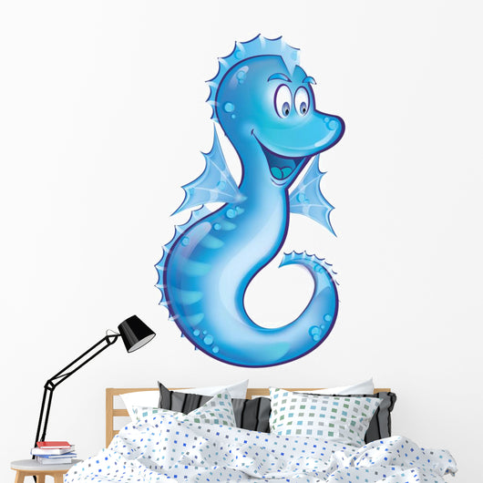Cute Sea Horse Cartoon Wall Decal