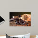 Wooden gavel and books on wooden table, law concept Wall Mural