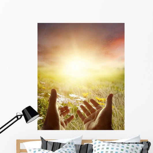 Hands reaching Wall Mural