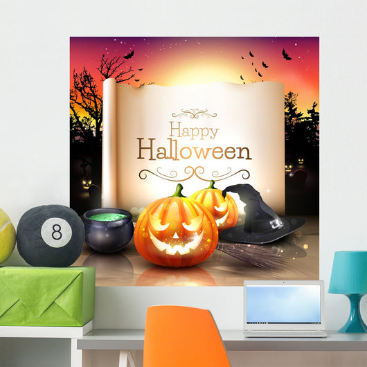 Modern Halloween Greeting Card Wall Decal