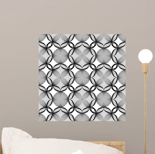 Black and white geometric seamless pattern with line. Wall Mural