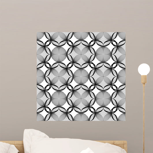 Black and white geometric seamless pattern with line. Wall Mural