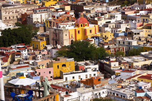 Balcony Colored Houses And Church Guanajuato Mexico Wall Decal