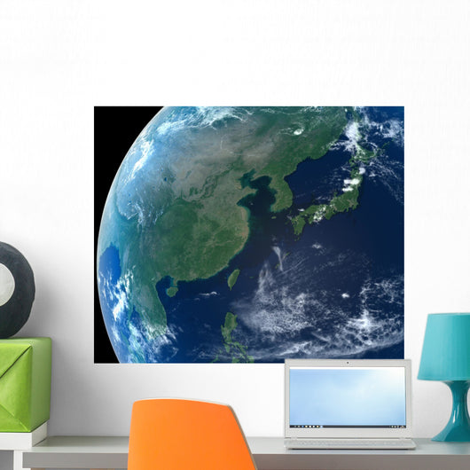 East Asia as seen from space with cloud formations Wall Mural