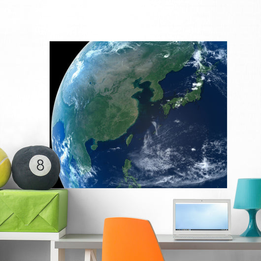 East Asia as seen from space with cloud formations Wall Mural