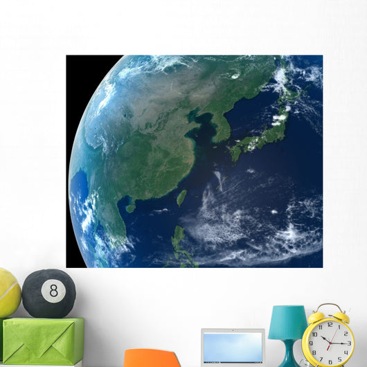 East Asia as seen from space with cloud formations Wall Mural
