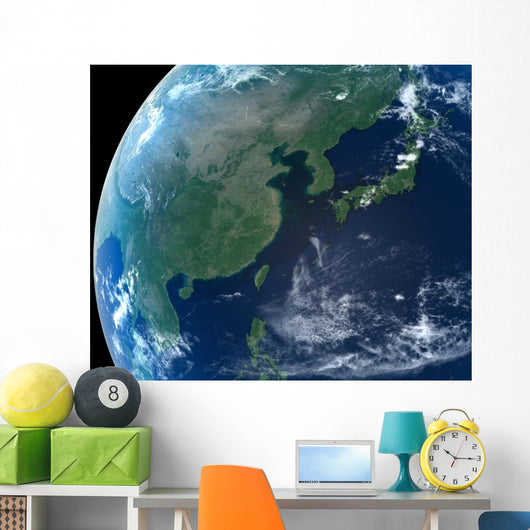 East Asia as seen from space with cloud formations Wall Mural