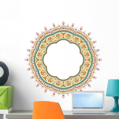 Circular Floral Mandala Frame - Pattern Design Wall Decal shown on a wall
