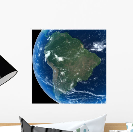 South America as seen from space with cloud formations Wall Mural