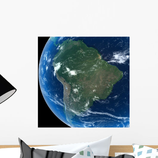 South America as seen from space with cloud formations Wall Mural