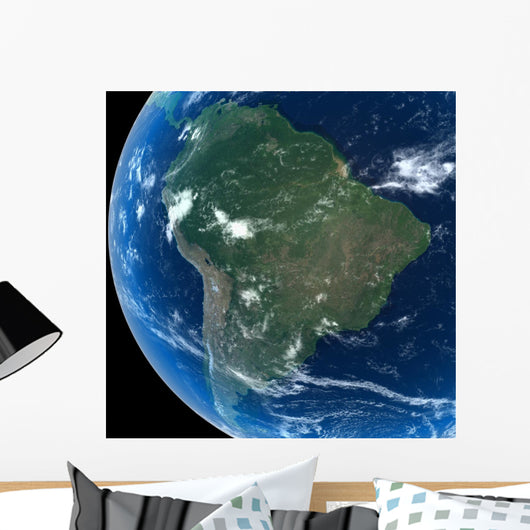 South America as seen from space with cloud formations Wall Mural
