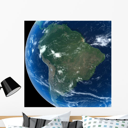 South America as seen from space with cloud formations Wall Mural