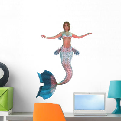 Mermaid Wall Decal shown on a wall