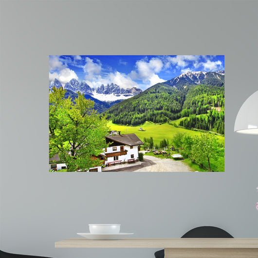 Alpine scenery - Dolomites, Val di funes Wall Mural