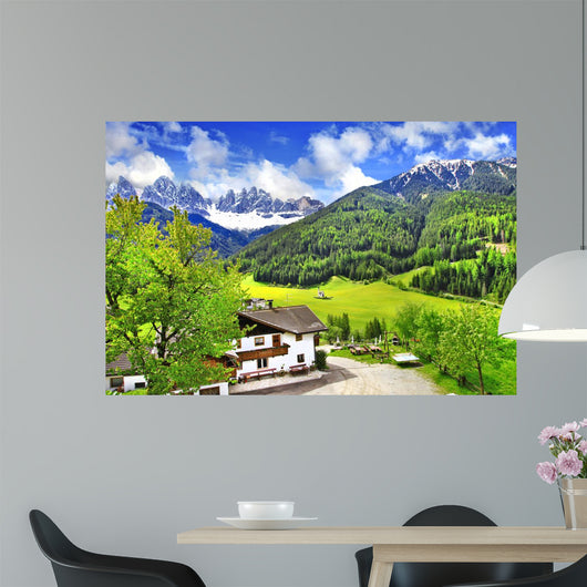 Alpine scenery - Dolomites, Val di funes Wall Mural
