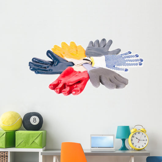 Various rubber worker gloves. Wall Decal