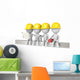 Dude the construction workers sitting on a Crossbeam. Isolated. Wall Mural