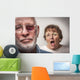 Battered and Scared Man with Screaming Woman Behind Wall Mural