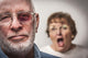 Battered And Scared Man With Screaming Woman Behind Wall Decal