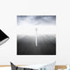Asphalt highway perspective with walking man in the fog Wall Mural