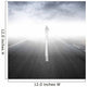 Asphalt highway perspective with walking man in the fog Wall Mural