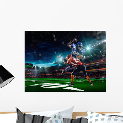 American Football Player Action 3 Wall Decal shown on a wall