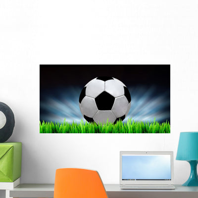 Soccer Field And The Bright Lights Wall Decal shown on a wall