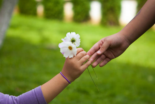 Child's Hand Giving Flowers To Her Friend Wall Decal