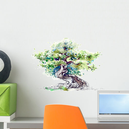 Gnarled Watercolor Tree Wall Decal