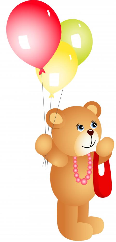 Girl Teddy Bear With Balloons Wall Decal