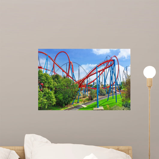 Roller Coaster in funny amusement  park Wall Mural