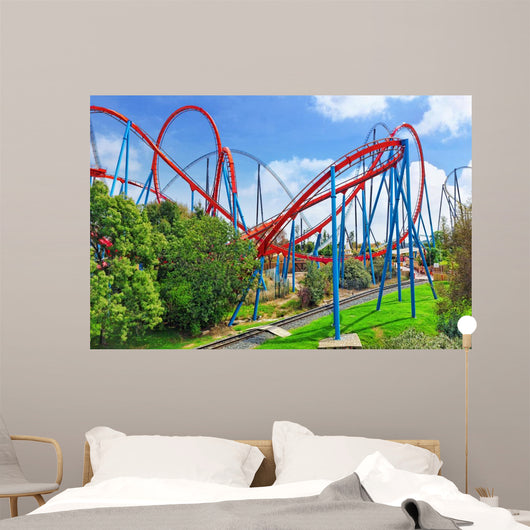 Roller Coaster in funny amusement  park Wall Mural