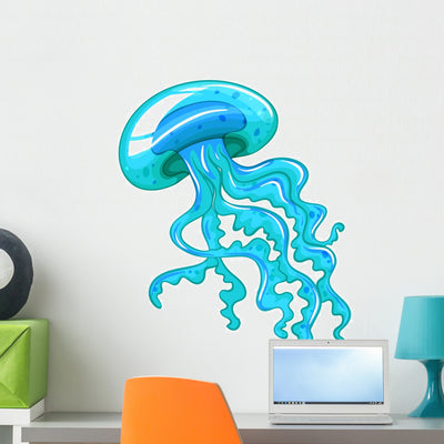 Jellyfish Wall Decal shown on a wall