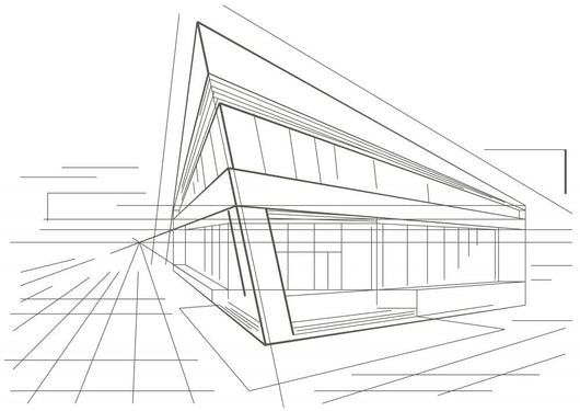 Architectural Sketch Of Modern Corner Building Wall Decal