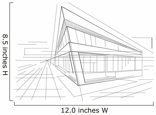 architectural sketch of modern corner building Wall Mural