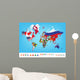 World map with flag Wall Mural