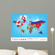 World map with flag Wall Mural