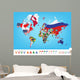 World map with flag Wall Mural