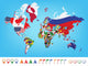 World Map With Flag Wall Decal