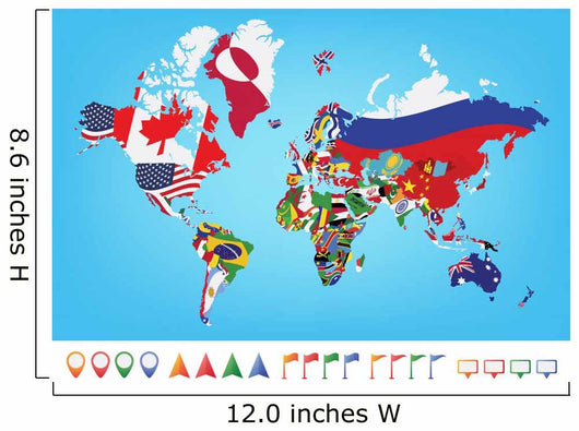 World map with flag Wall Mural