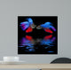 Betta Splendens - Siamese Fighting Fish On A Black Background Wall Decal 2